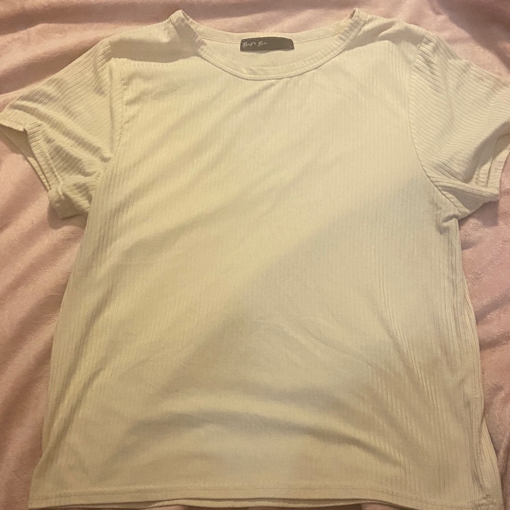 Cream Ribbed Women's Top
